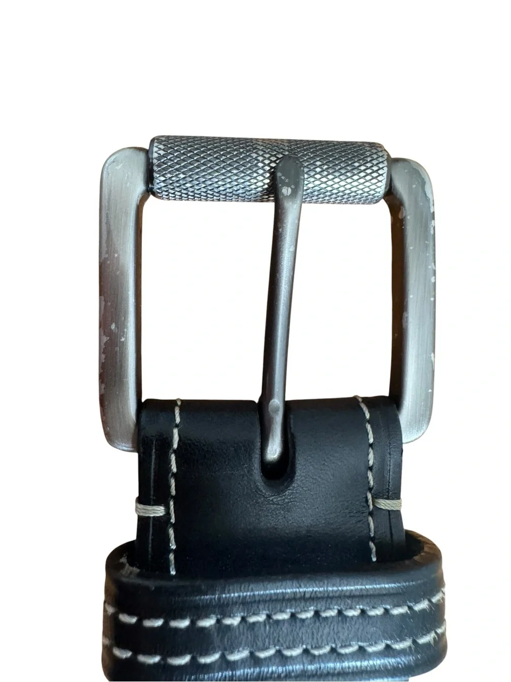 Vintage COACH 90009 Men's Black Leather Belt Contrast Stitch Silver Buckle 38